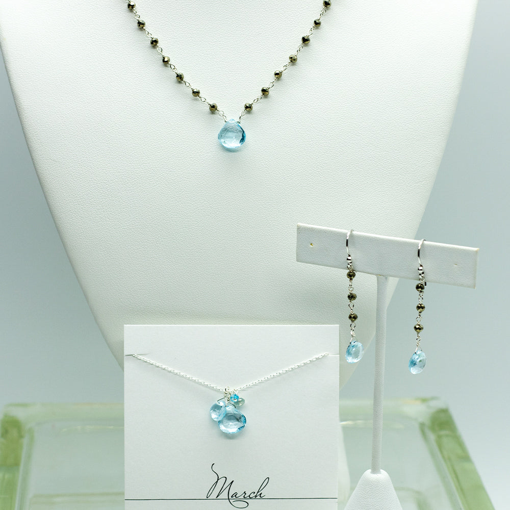 Spiral Necklace with Aquamarine - Raiford Gallery Inc