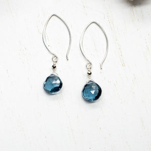 Blue Quartz Droplet Silver Earrings