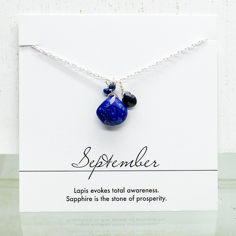 September Birthstone Necklace, September Birthstone Stainless Steel Blue Sapphire Birth Month Necklace, Personalized Birthday Jewelry For Her, Unique And Imaginative Teen Girl