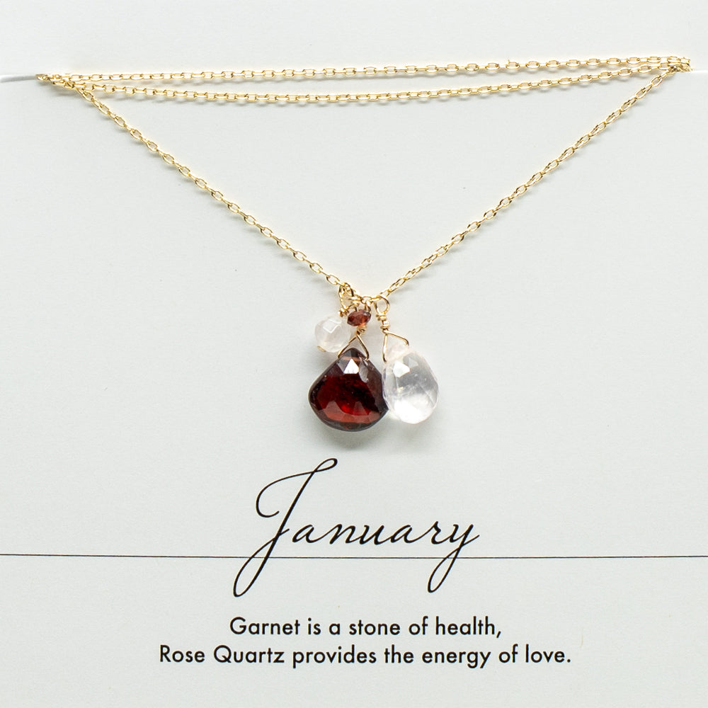January Birthstone Gold Necklace