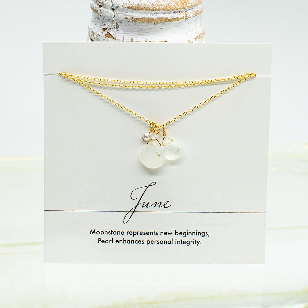 June Birthstone Gold Necklace