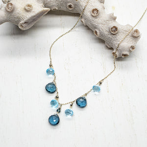 Topaz & Blue Quartz Charm Necklace