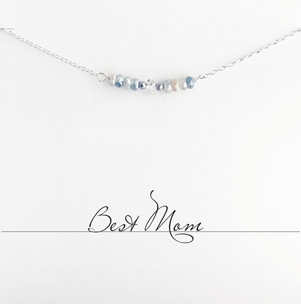 Best Mom Blue Quartz Heart Necklace