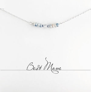 Best Mom Blue Quartz Heart Necklace