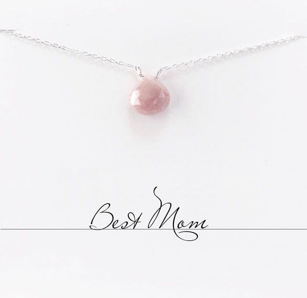 Best Mom Aquamarine Heart Necklace