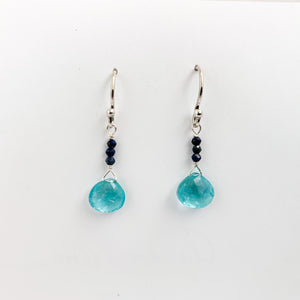 Apatite & Sapphire Raindrop Earrings