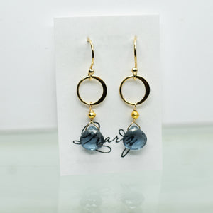 Blue Quartz Ring Gold Earrings