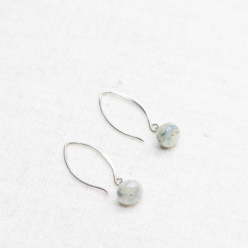 Blue Moonstone Droplet Silver Earrings