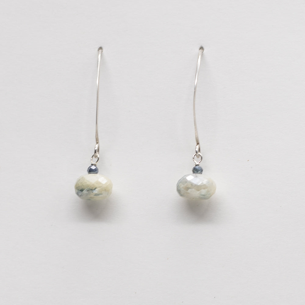 Blue Moonstone Droplet Silver Earrings