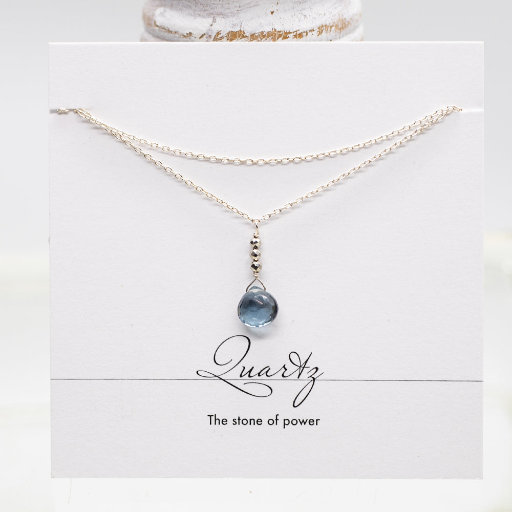 Blue Quartz Raindrop Silver Necklace