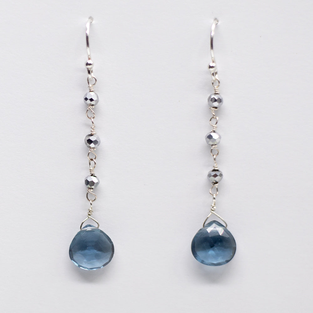 Blue Quartz Waterfall Silver Earrings
