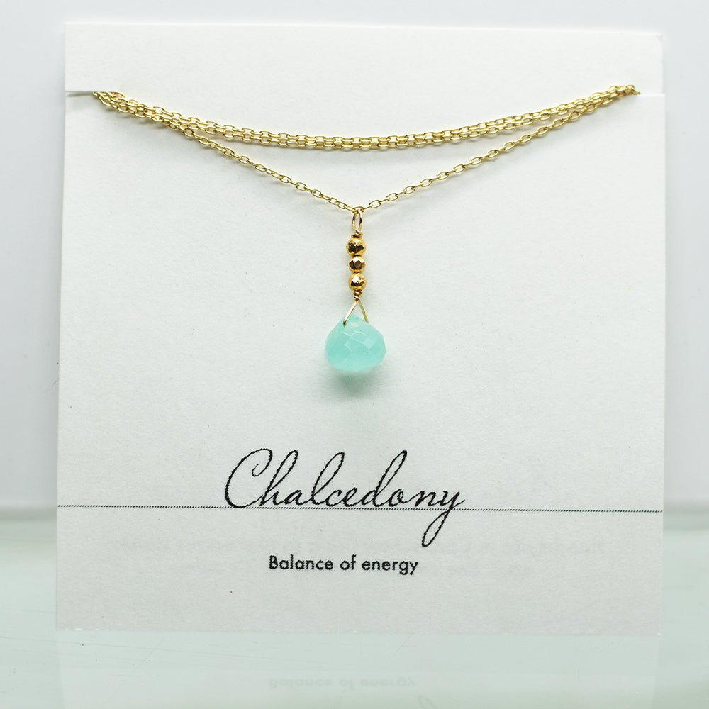 Chalcedony Raindrop Gold Necklace