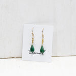 Emerald & Gold Pyrite Raindrop Gold Earrings
