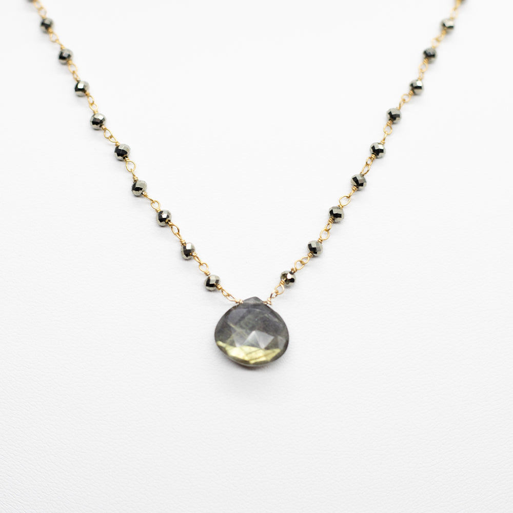 Labradorite Waterfall Gold Necklace