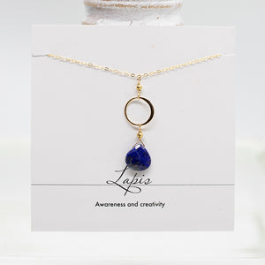 Lapis Ring Gold Necklace