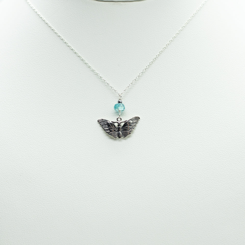 Apatite Luna Moth Charm Necklace