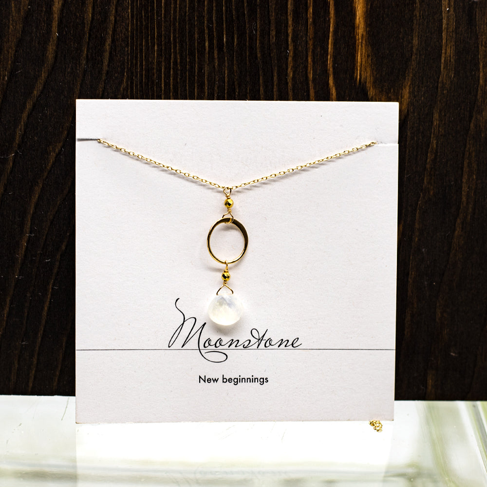Moonstone Ring Gold Necklace