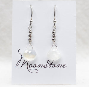 Moonstone Raindrop Silver Earrings