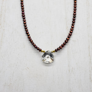 Quartz & Pearl Heart Necklace