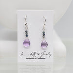 Amethyst & Sapphire Raindrop Silver Earrings