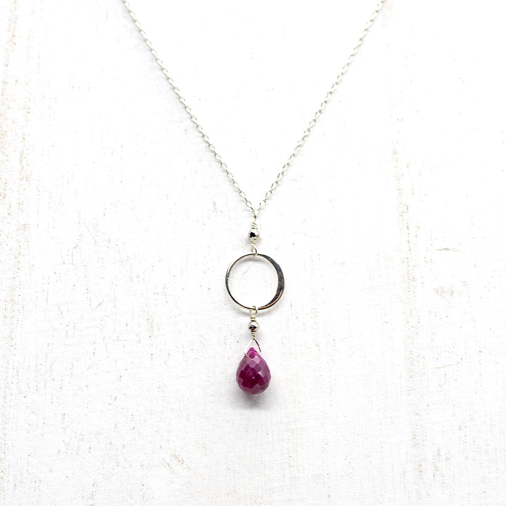 Ruby Ring Silver Necklace