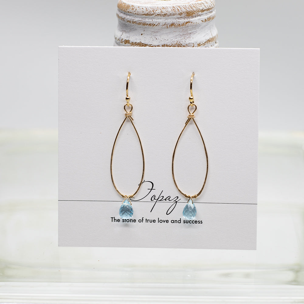 Blue Topaz Linden Gold Earrings