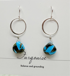 XL Turquoise Ring Silver Earrings