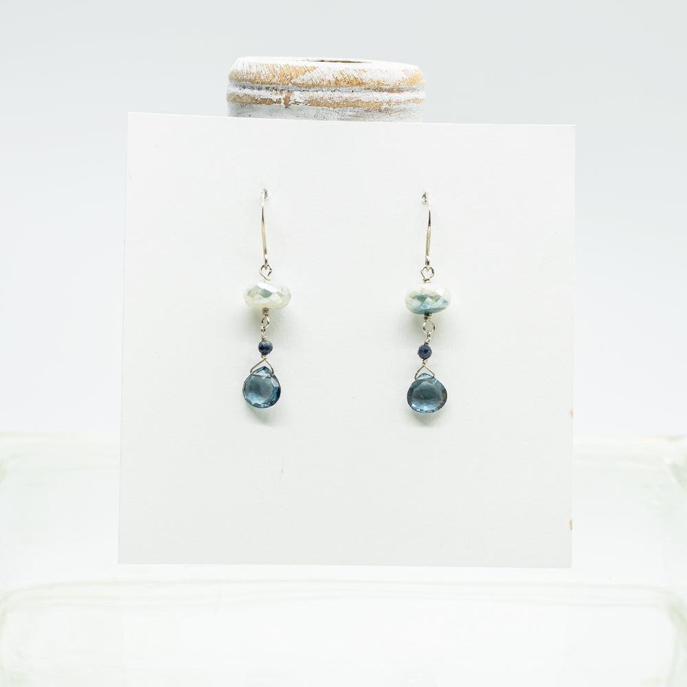 Blue Moonstone & Quartz Earrings