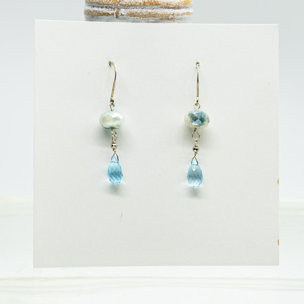 Blue Moonstone & Topaz Earrings