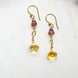
                
                    Load image into Gallery viewer, Citrine &amp;amp; Tourmaline Regal Earrings
                
            