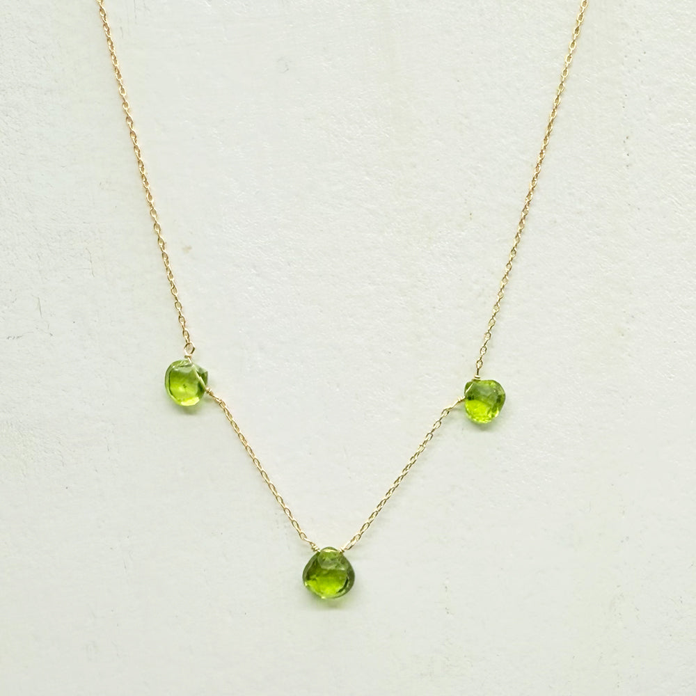 3 Stone Peridot Silver Necklace