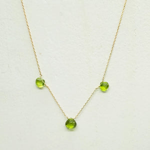 3 Stone Peridot Silver Necklace