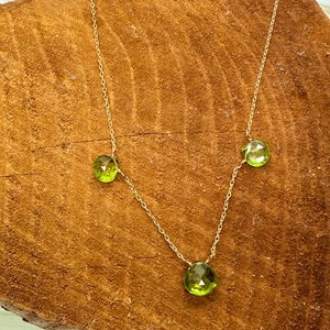 3 Stone Peridot Silver Necklace