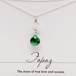 Green Topaz & Moonstone Raindrop Necklace