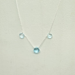 3 Stone Aquamarine Necklace