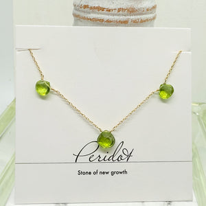 3 Stone Peridot Silver Necklace