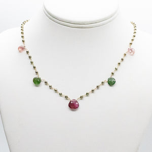 5 Stone Tourmaline Waterfall Necklace