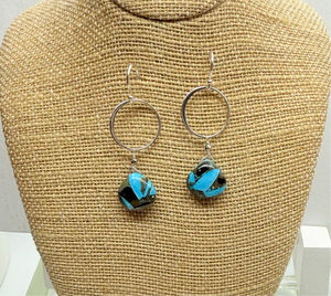 XL Turquoise Ring Silver Earrings