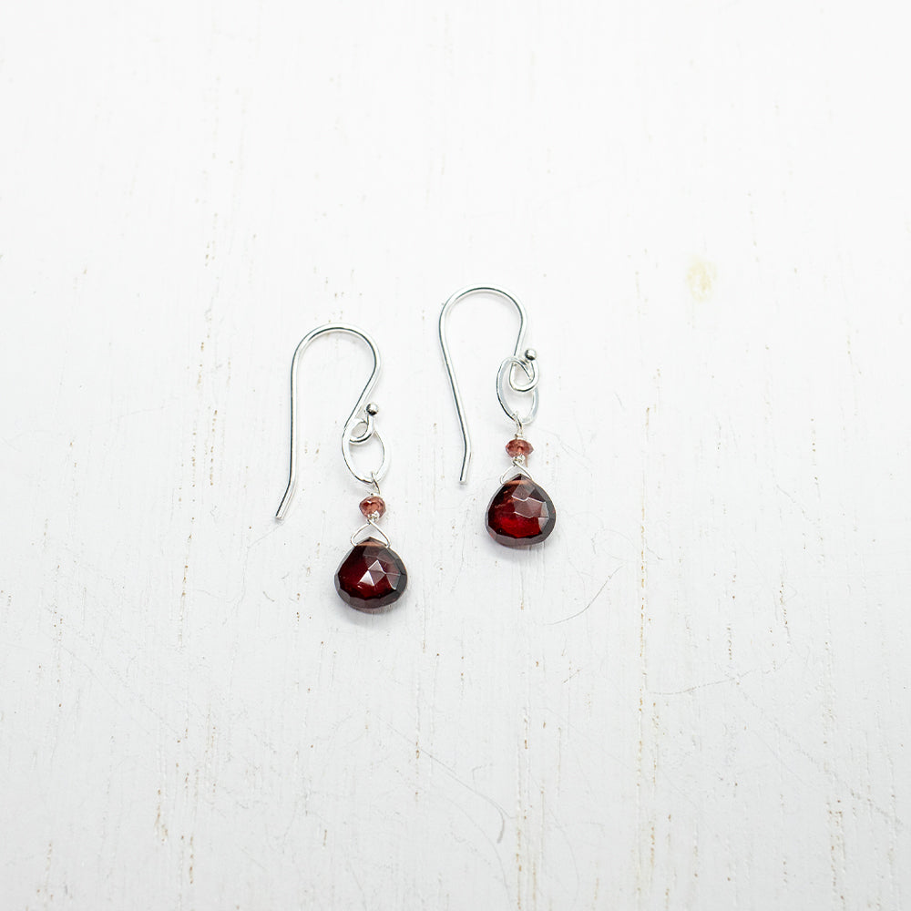 January Birthstone Silver Earrings