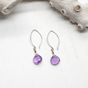 Amethyst  Droplet Silver Earrings