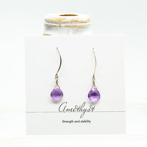 Amethyst  Droplet Silver Earrings