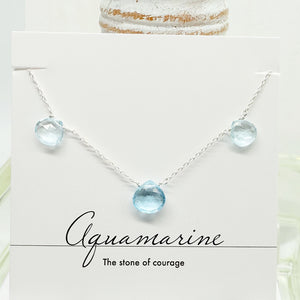 3 Stone Aquamarine Necklace