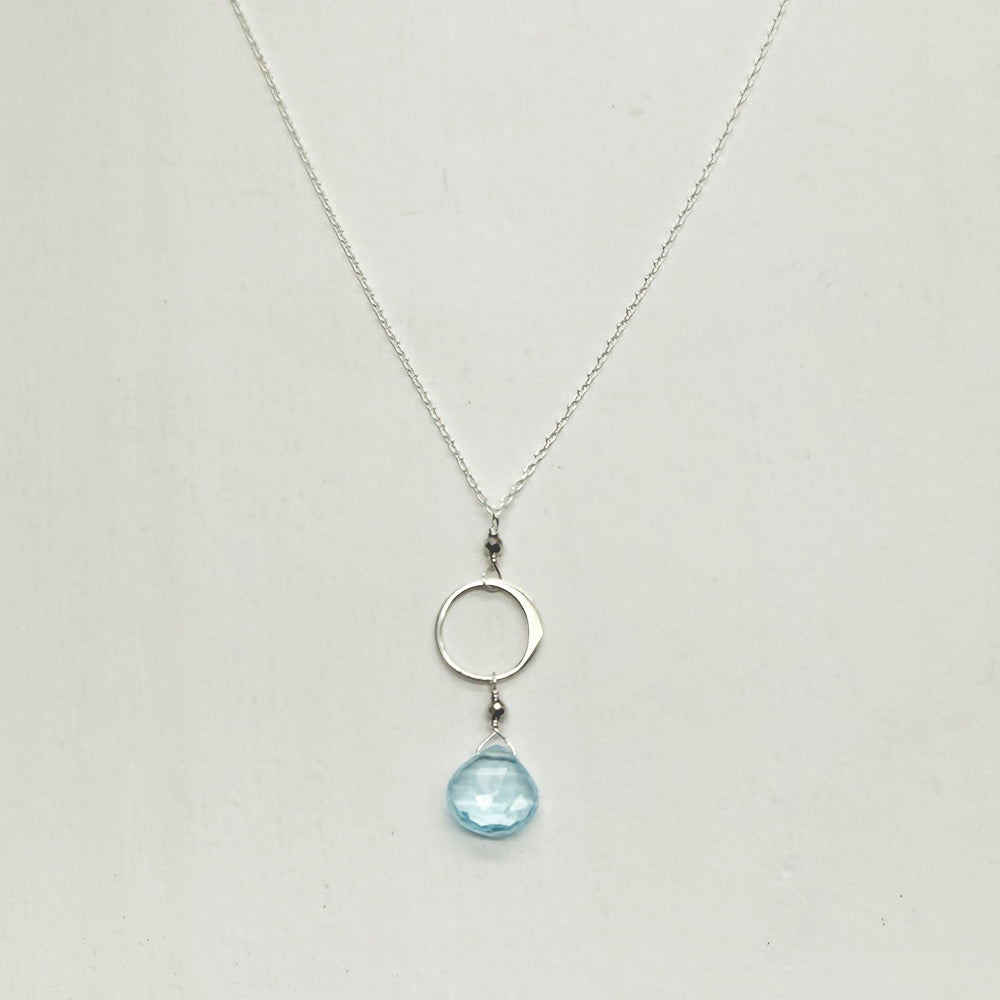 Aquamarine Ring Silver Necklace