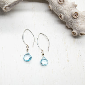 Aquamarine Droplet Silver Earrings