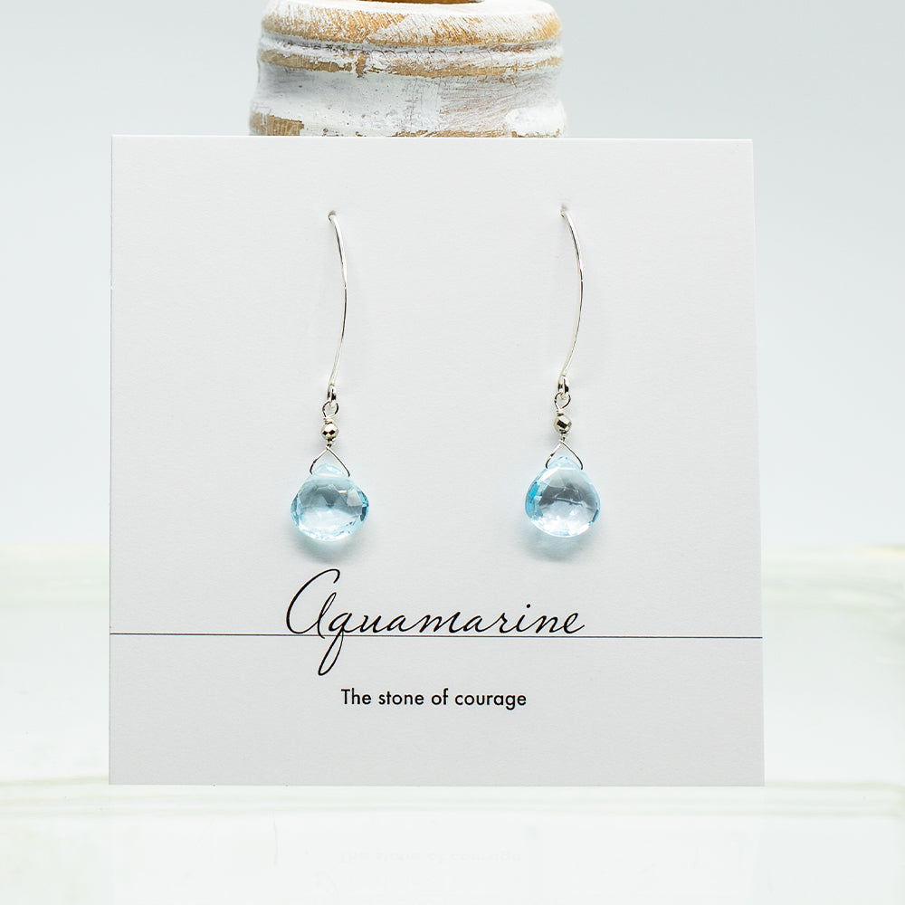 Aquamarine Droplet Silver Earrings