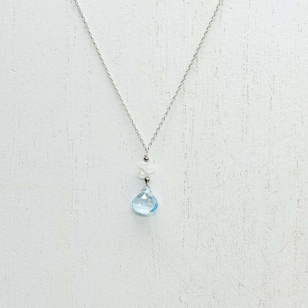 Aquamarine & Moonstone Raindrop Necklace