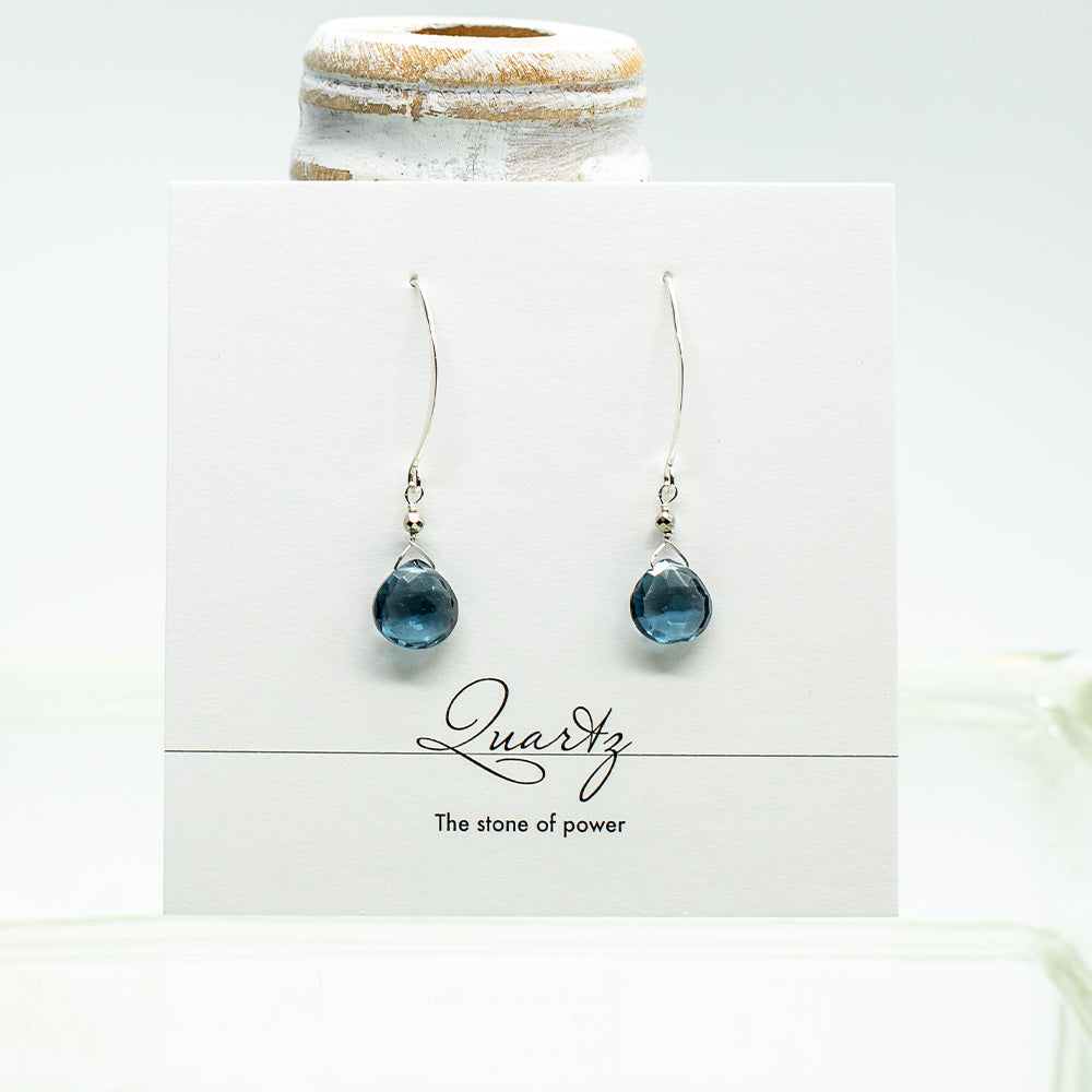 
                
                    Load image into Gallery viewer, Blue Quartz Droplet Silver Earrings
                
            
