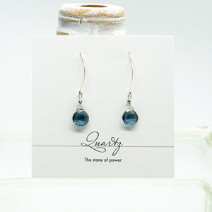 Blue Quartz Droplet Silver Earrings