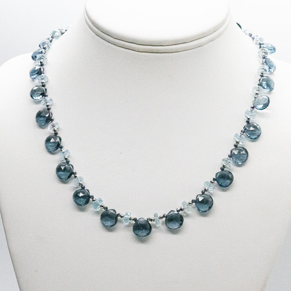 Blue Quartz & Topaz Ruffle Necklace
