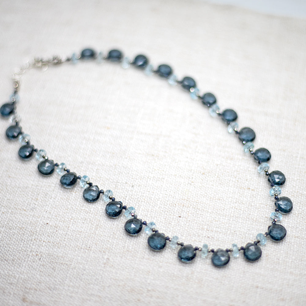 Blue Quartz & Topaz Ruffle Necklace